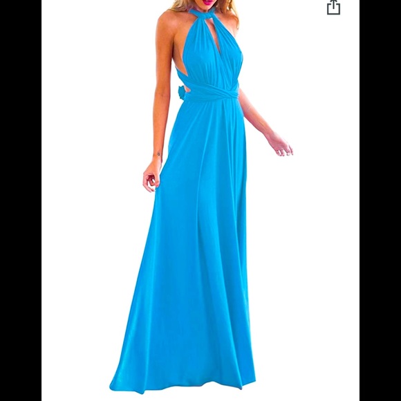 Blue Transformer Wear 10 Ways Prom Wedding Black Tie Maxi Gown NWT Small - Picture 2 of 6